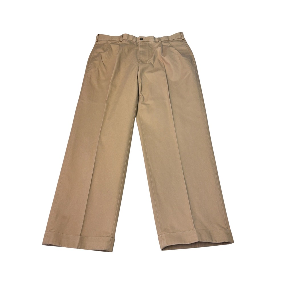 Brooks Brothers Advantage Chino Elliot Pleated Khaki Pants Mens 38x30 Tan Cuffed